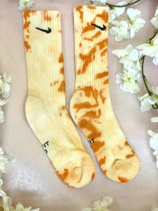 Accessories - Orange Creamsicle Tie Dye Crew Socks Youth Medium